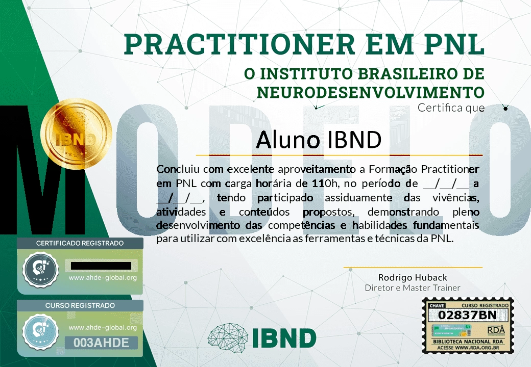 Certificado Formação PNL Practitioner